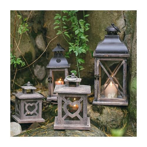 American retro old romantic wood candlestick wind lamp aromatherapy home decoration table decoration