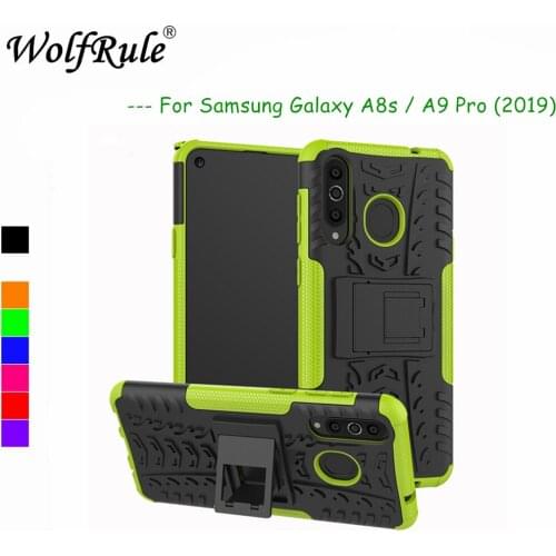 For Case Samsung Galaxy A8S Cover Dual Layer Armor Silicone Back Case For Samsung A8S Phone Holder Stand Shell A9 Pro 2019