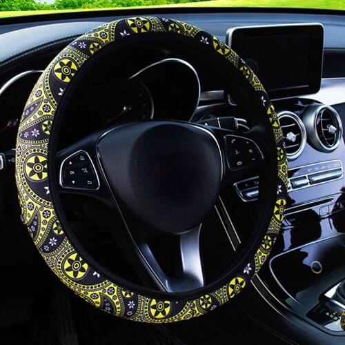Auto Steering Wheel Cover Floral Print Bohemia Style Car-styling Steering Wheel Cover Car Interior Accessories Universal 37-38CM
