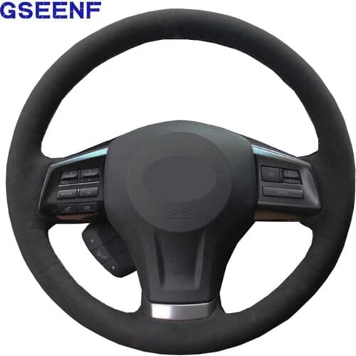 Car Steering Wheel Cover For Subaru Forester 2013-2016 Legacy 2012-2014 Outback 2012-2014 XV Impreza Black DIY Suede