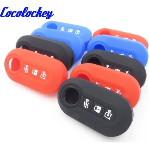 Cocolockey Silicone Car Key Cover CASE Fit for FIAT 500 Panda Punto Flip Folding Remote Key Case 3 Button New Type No Logo