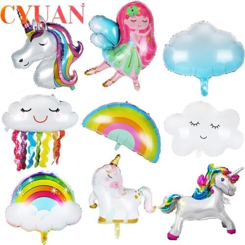 CYUAN Unicorn Birthday Party Decor Kids Unicorn Party Favor Unicorn Rainbow Cloud Balloons Unicornio Wedding Decor Baby Shower