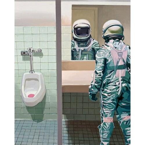 DIY Painting By Numbers Astronaut Kit Oil Picture By Numbers Toilet Modern Wall Art Painting on Canvas Home Decoration Gift