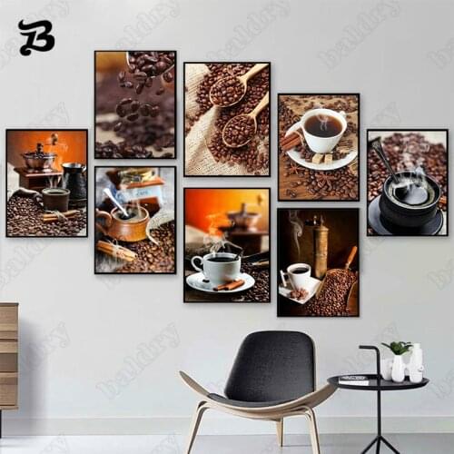 Coffee Cups Canvas Painting Posters Prints Wall Art Canvas Painting Coffee Home Decoration for Restaurant Living Room Home Decor