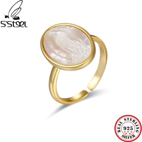 SSTEEL Angel Ring For Women Sterling 925 Silver Shell Wedding Gold Ring Vintage Anillos Plata 925 Para Mujer Fine Jewellery