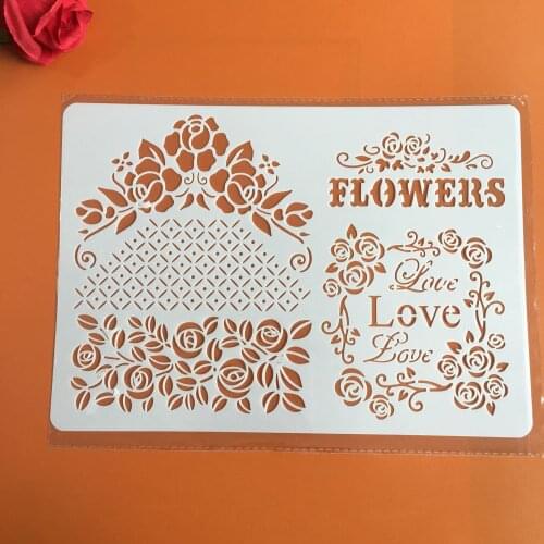 LOVE flowers A4 29*21cm DIY Stencils Wall Painting Scrapbook Coloring Embossing Album Decorative Paper Card Template