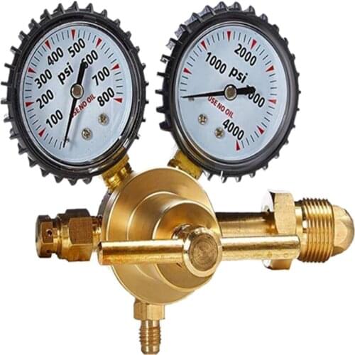 Brass Nitrogen Gas Regulator 0-800 PSI Delivery Pressure Gauge Inlet Connections