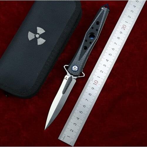 LEMIFSHE JR3392 Flipper D2 steel blade carbon fiber + steel handle outdoor hunting pocket kitchen fruit folding knife EDC tool
