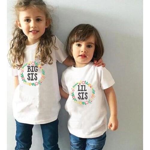 Little Sister Big Sister Matching Clothes Sibling Matching Outfits Floral T Shirts Baby Toddler Kids Girls Infant Clothing Body
