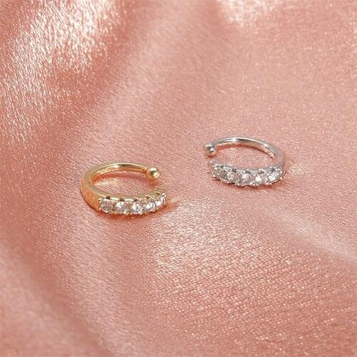Luckydays 1 PCS Simple Alloy Open C Shape Zircon Ear Non Pierced Clip Earring Trendy Small Ear Cartilage Cuff Earring Jewelry