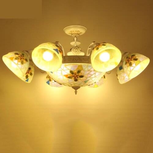 Modern living room chandelier Mediterranean style Shell Lamps dining Chandeliers Creative Art Home Lighting Tiffany fixtures