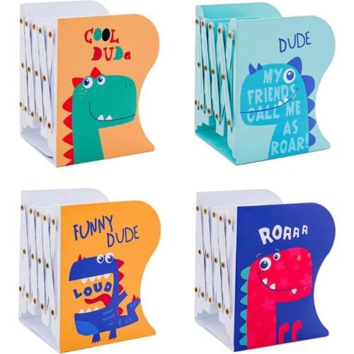 Dinosaur Metal Retractable Bookends Support Stand Holder Shelf Desk Bookrack Organizer School Office Supplies