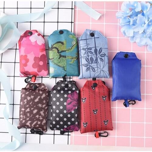 Multi-Style Pocket Square Shopping Bag Eco-friendly Folding Reusable Portable Shoulder Handbag Polyester for Travel Grocery Bags