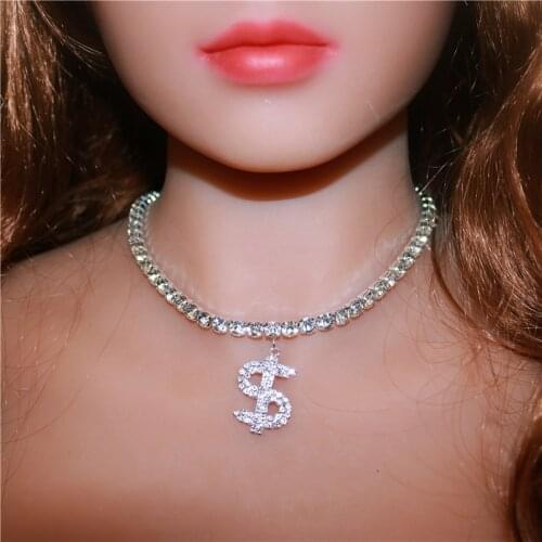 Wholesale Fashion Rhinestone ladies dollar hip hop Necklace rap singer Necklace ice tennis chain necklace shiny womens Necklace