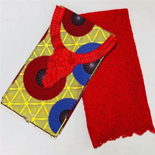 Fashion design 2.5 Yards Tulle Cord Lace Fabric +3 Yards Collar Embroidery Print Wax African Fabric Popular Dubai Style!XMF88276