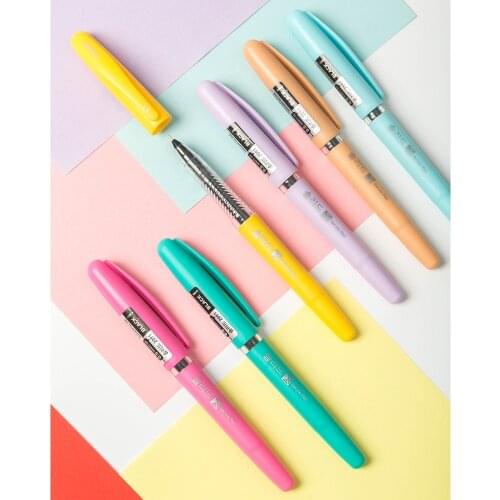 6 pcs/lot Solid Gel Pen Set Kawaii 0.5mm Black Ink Writing Signature Pens Office School Supplies