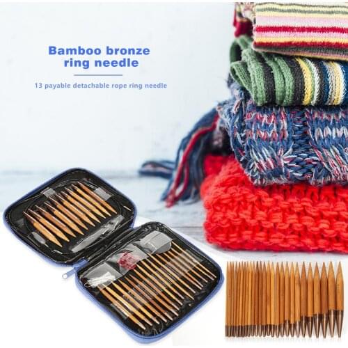 Changeable 13 Pairs Circular Knitting Needles Aluminium Ring Set Change Head Needle Crochet Yarn Woven DIY Craft Knit Tool