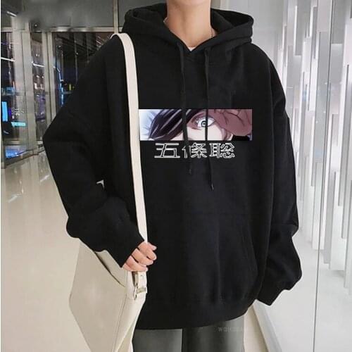 Latest Anime Jujutsu Kaisen Hoodies Harajuku Cartoon Gojo Satoru Graphics Unisex Fashion Winter Warm Oversized Sweatshirts Male