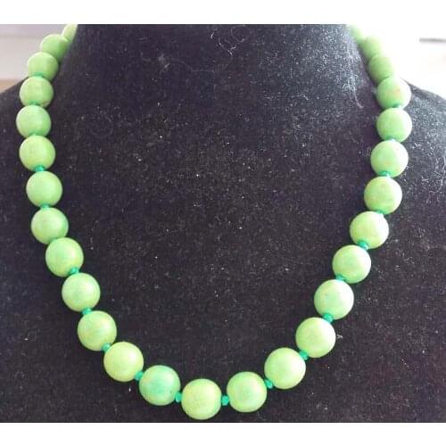 New fashion women green baking paint glass round beads 8mm strand necklace for women elegant party gifts jewelry 18inch BV283