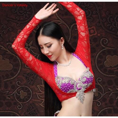 New Sexy Belly Dance Upper Bolero Lace Women Dancewear Long Sleeve Shirt Accessories