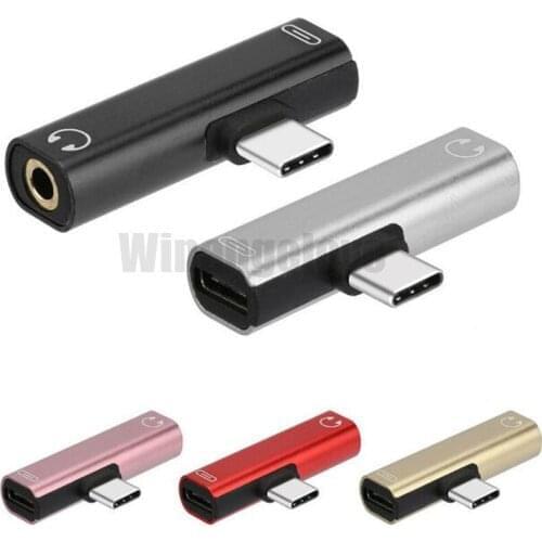 200pcs 2 In 1 Type C to 3.5mm Audio Charging Dual Adapter AUX Splitter Charger Earphone AUX Cable Converter Adapter For Huawei