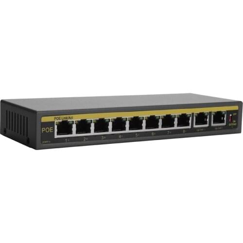 Hamrolte POE Switch 8CH IEEE802.3af 10/100Mbps Smart POE Switch For IP Camera NVR Security System Power Over Ethernet Max 250M