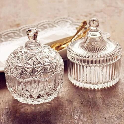 European Color Crystal Glass Storage Canned Sugar Cans Diamond Candy Box Cotton Swab Box Cotton Pad Household Storage