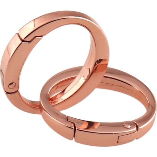 Zinc Alloy Plated Gate Spring Oval Ring Buckles Rose Gold Inner1''1/8'' Leather Bag Belt Strap Dog Chain Buckles Snap Clasp