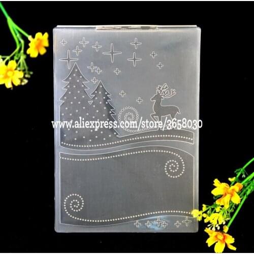 Christmas Deer Tree Plastic Embossing Folder For Scrapbook DIY Album Card Tool Plastic Template 12.5x17.8cm 8070868