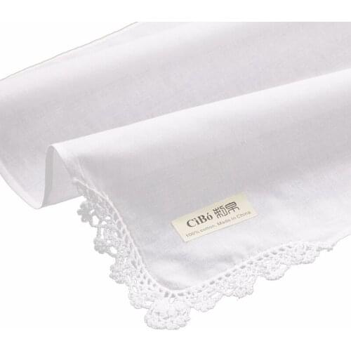 S004: 100% cotton hand crochet lace corner blank handkerchiefs/hankies 120 pieces/lot for women/ladies wedding gift
