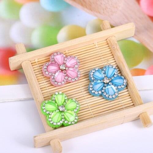Resin 2.4cm Bling sequin Colorful flowers dding Appliques Craft Flatback Rhinestone patch Ornaments Sew On Clothes Accessories