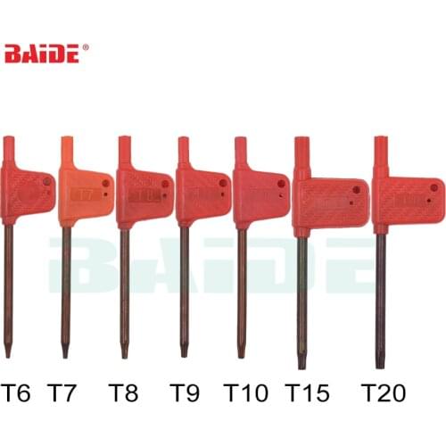T6 T7 T8 T9 T10 T15 T20 Torx Screwdriver Spanner Key Small Red Flag Screw Drivers CNC Tools 1000pcs/lot