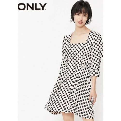 ONLY Spring Square Collar Short Sleeve A Word Floral Printed Dress|120107602