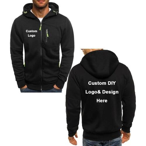 Custom DIY Logo Men Zipper Sports Hoodies Men Fashion Cool Zipper Thin Jacket Coat Spring Autumn Casual Sportwear Plus Size 4XL