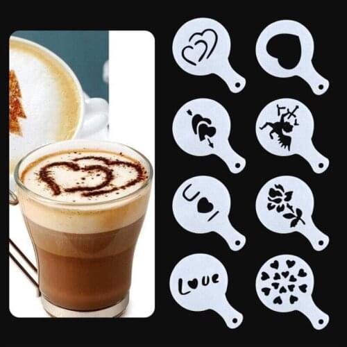 16PCS Cappuccino Mold Fancy Coffee Printing Model Cake Stencils Powdered Sugar Chocolate​ Cocoa Coffee Printing Assembly Tools