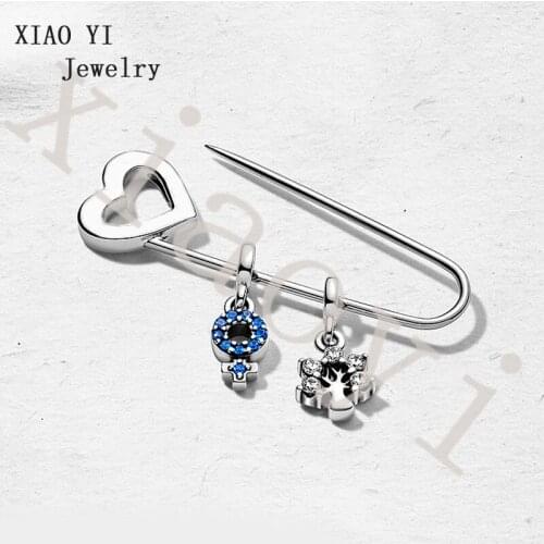 XIAOYI jewelry 100% S925 11 Mini small pendant ME series 2019 new safety blue cute pendant tree brooch temperament female gift