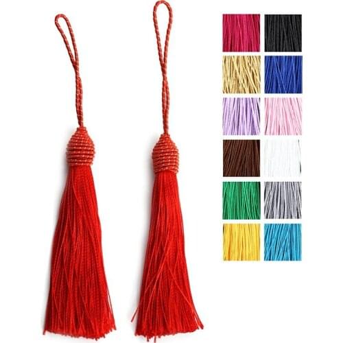 10pcs/lot 15cm Bohemian Long Silk Brush Tassel Fringe Pendants Chinese Knot Tassels for DIY Jewelry Necklace Making 3 Colors