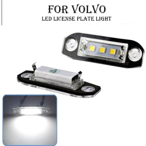 2Pcs Car LED License Plate Light Auto Rear Signal Lamp Car Styling Accessories White For Volvo 2004-2015