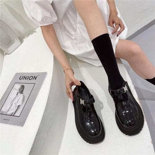 2021 new summer fashion Japanese mid-heel retro platform British style single shoes womens shoes