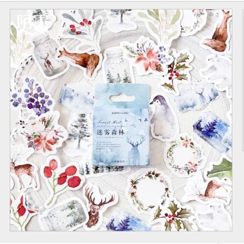 46Pcs/box Mist forest winter elk fox fruit Plants decoration sticker DIY planner diary scrapbooking photo label index stickers