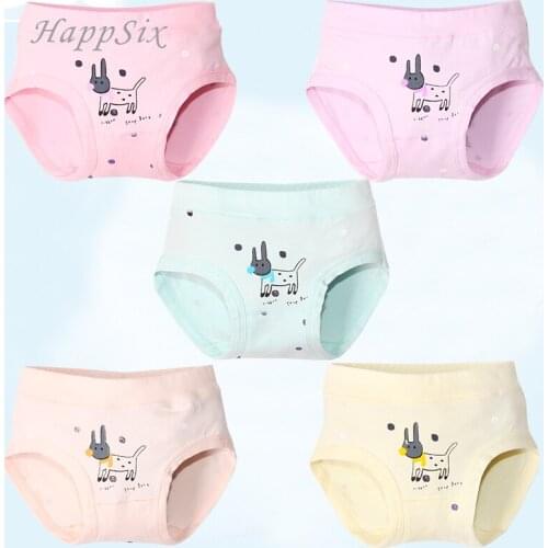 5Pieces/lot Children Panties Girls Briefs 95%Cotton For 1-3-5-8Years Girls Underwear Clothes Baby Underwear Cartoon Dogs Pink