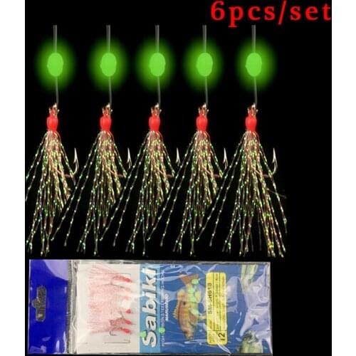 6PCS/Set Long Wire Lure Bait Sea luminous Fishing Lures Line String Hook Ring Connector Shrimp Fish Tackle Accessory Tool