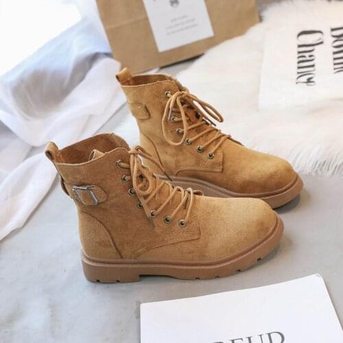 Gothic Motorcycle Combat Boots For Women Fashion Punk Khaki Martin Boots Fall Winter Platform Lace Up Non-slip Warm Shoes Black