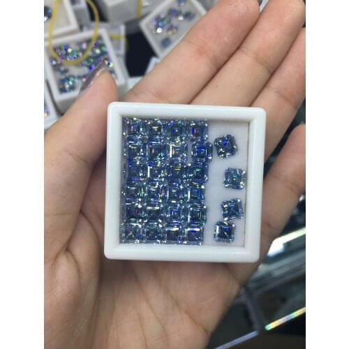 5.5x5.5Hot Sale Fancy Vivid Blue Top Quality Asscher Brilliant Cut Professional Loose Moissanite Supplier Factory Supply Diamond