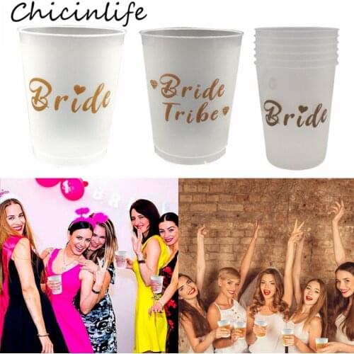 Chicinlife 1Pcs Bride/Bride Tribe Plastic Cups Bachelorette Party Wedding Bridal Shower Hen Night Engagement Bridesmaid Supplies