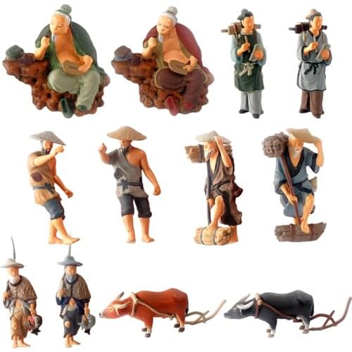 Diorama 1:87 Hand Painted Ancient Figures Model Train Park Layout Scenery for Siku Home Decor Collections