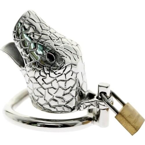 For Men Snake Penis Lock Stainless Steel Cock Cage Penis Ring Chastity Device Belt Tool Restraint Sex Toys 3 Sizes Choose