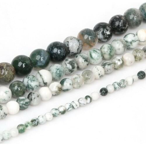 Hot Selling 4/6/8/10mm Selectable Round Natural Moss Stone Beads For Bracelet Jewelry Making 15''/strand