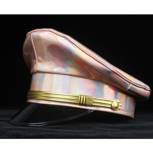 Germany Officer Visor Cap Army Hat Cortical Leather Military Hats Police Cap Cosplay Halloween Hat Size M L XXL