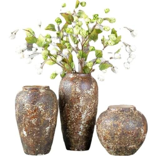 Jingdezhen Retro Ceramic Vase Decoration Large Desktop Vase Flower Pot Luxury Nordic Vases Cachepot for Flowers Home Decorations